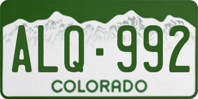 CO license plate ALQ992