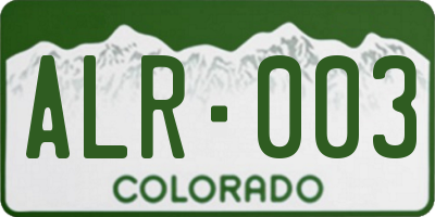 CO license plate ALR003