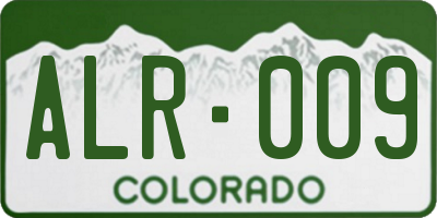 CO license plate ALR009