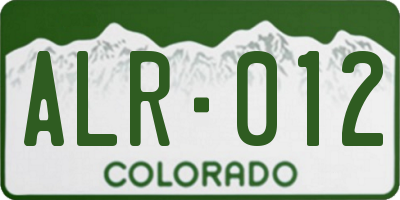 CO license plate ALR012