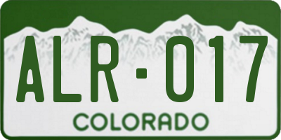 CO license plate ALR017