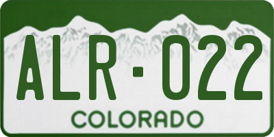 CO license plate ALR022