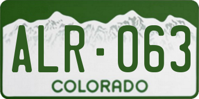 CO license plate ALR063