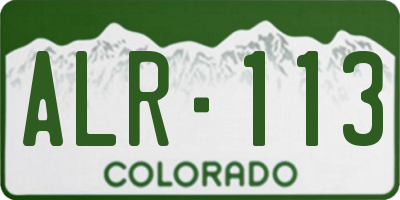CO license plate ALR113