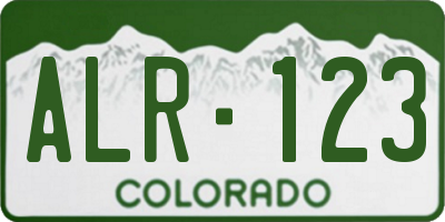 CO license plate ALR123