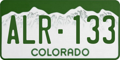 CO license plate ALR133