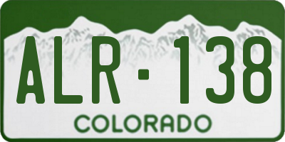 CO license plate ALR138