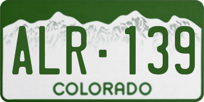 CO license plate ALR139