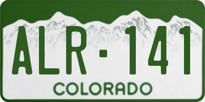 CO license plate ALR141