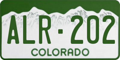 CO license plate ALR202