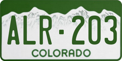 CO license plate ALR203