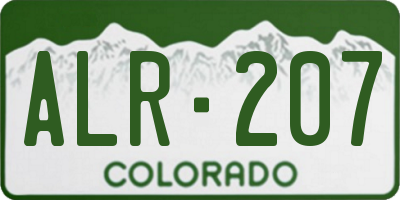 CO license plate ALR207