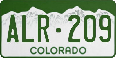 CO license plate ALR209