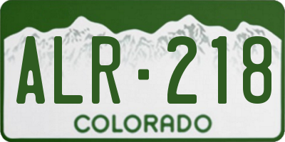 CO license plate ALR218
