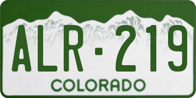 CO license plate ALR219