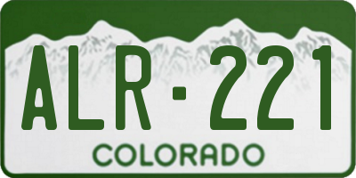 CO license plate ALR221