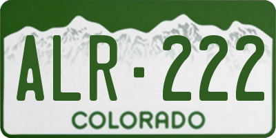 CO license plate ALR222