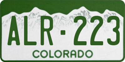 CO license plate ALR223