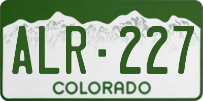 CO license plate ALR227