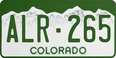 CO license plate ALR265