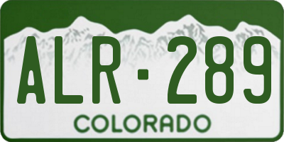 CO license plate ALR289