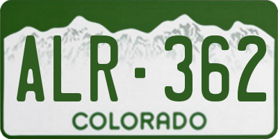 CO license plate ALR362