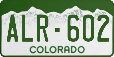 CO license plate ALR602