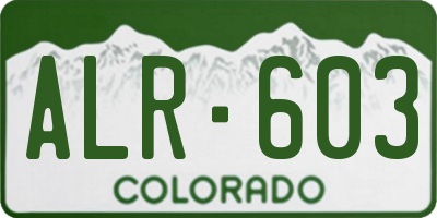 CO license plate ALR603