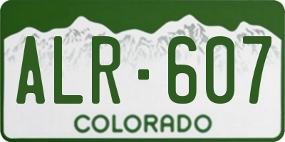 CO license plate ALR607