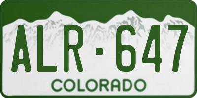 CO license plate ALR647