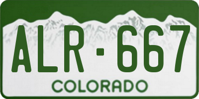 CO license plate ALR667