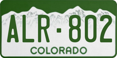 CO license plate ALR802