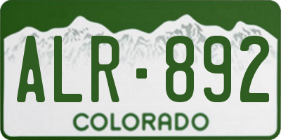 CO license plate ALR892