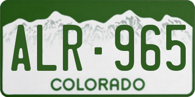 CO license plate ALR965