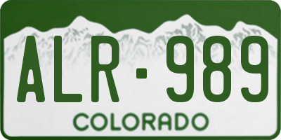 CO license plate ALR989