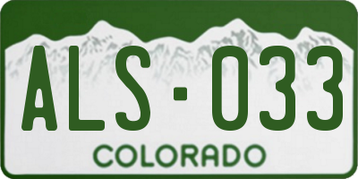 CO license plate ALS033