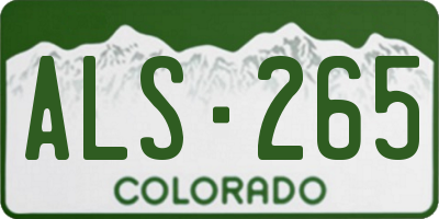 CO license plate ALS265