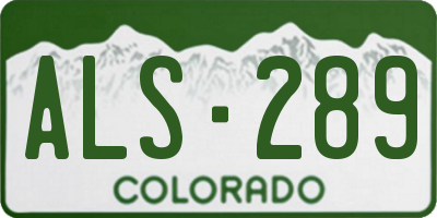 CO license plate ALS289