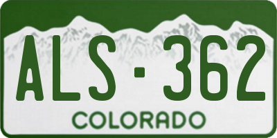 CO license plate ALS362