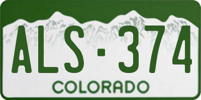 CO license plate ALS374