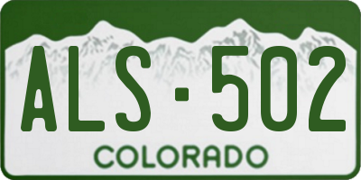 CO license plate ALS502