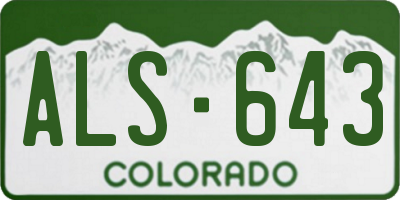 CO license plate ALS643