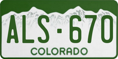 CO license plate ALS670