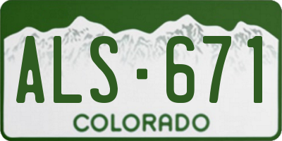 CO license plate ALS671