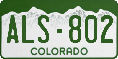 CO license plate ALS802
