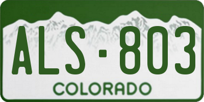 CO license plate ALS803