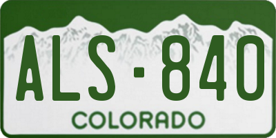 CO license plate ALS840