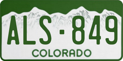 CO license plate ALS849