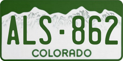 CO license plate ALS862