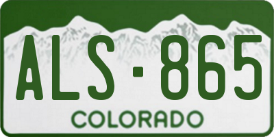 CO license plate ALS865